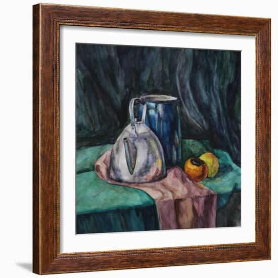 Still Life With Metal Teapot And Milk-Can-Solodkov-Framed Art Print