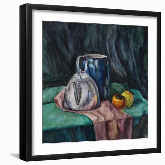 Still Life With Metal Teapot And Milk-Can-Solodkov-Framed Art Print