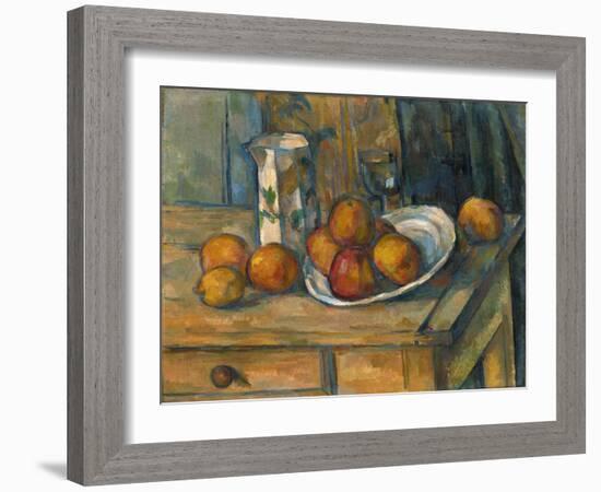 Still Life with Milk Jug and Fruit, C.1900-Paul Cézanne-Framed Giclee Print