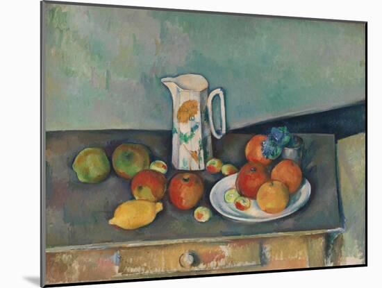 Still life with milk jug and fruit on a table. Ca. 1890-Paul Cézanne-Mounted Giclee Print