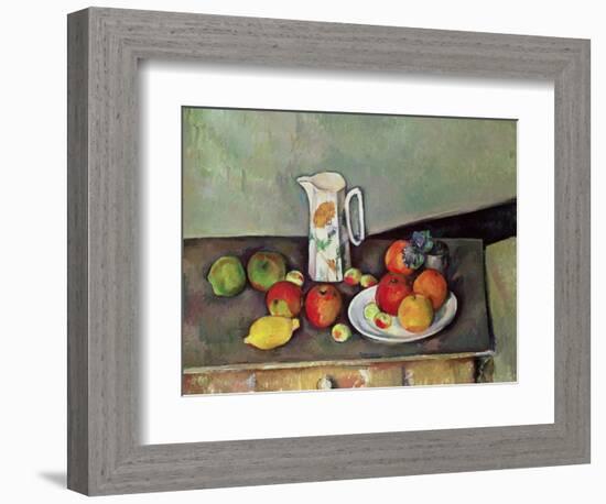 Still Life with Milkjug and Fruit, circa 1886-90-Paul Cézanne-Framed Giclee Print