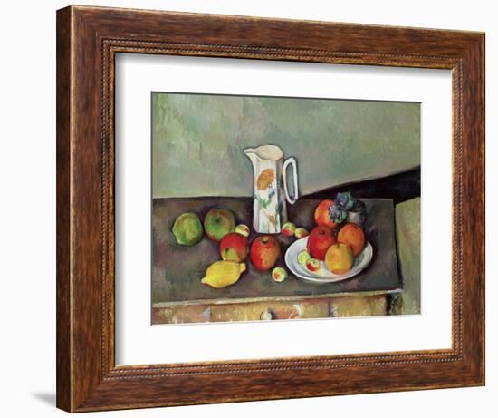 Still Life with Milkjug and Fruit, circa 1886-90-Paul Cézanne-Framed Giclee Print