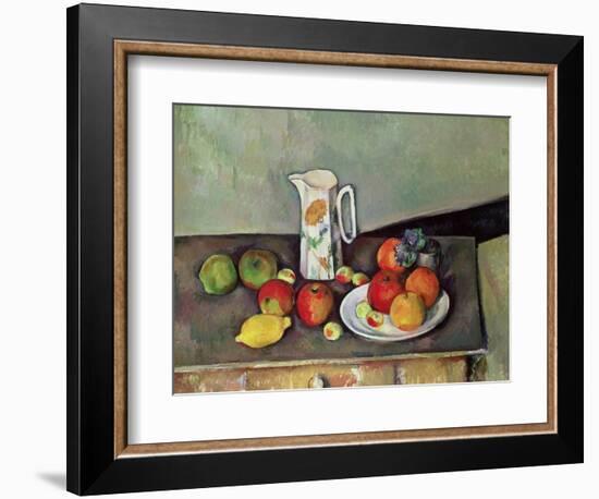 Still Life with Milkjug and Fruit, circa 1886-90-Paul Cézanne-Framed Giclee Print