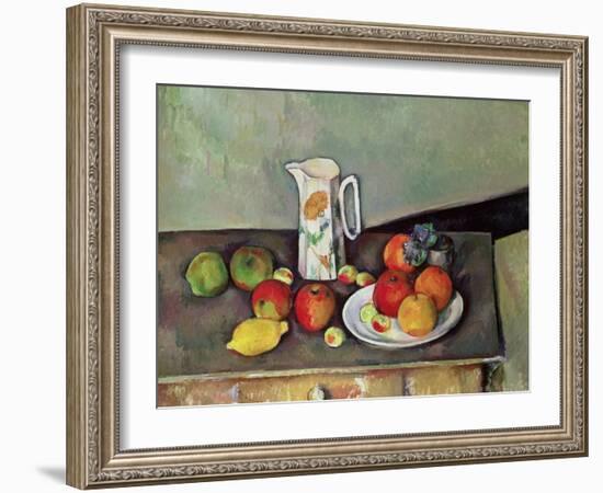 Still Life with Milkjug and Fruit, circa 1886-90-Paul Cézanne-Framed Giclee Print