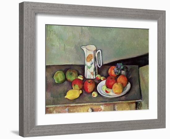 Still Life with Milkjug and Fruit, circa 1886-90-Paul Cézanne-Framed Giclee Print