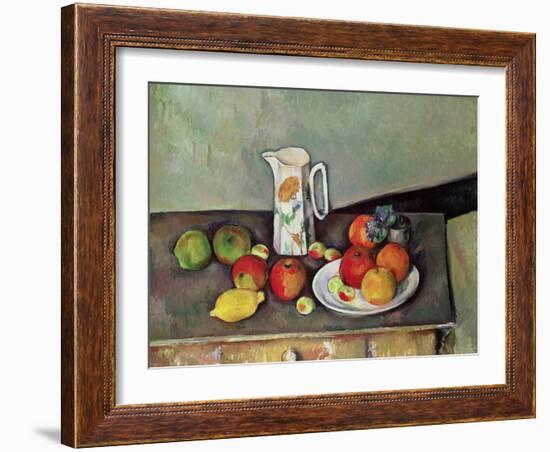 Still Life with Milkjug and Fruit, circa 1886-90-Paul Cézanne-Framed Giclee Print