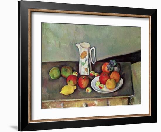 Still Life with Milkjug and Fruit, circa 1886-90-Paul Cézanne-Framed Giclee Print