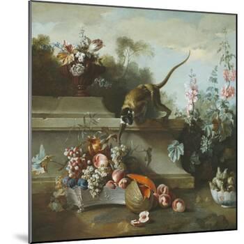 Still Life with Monkey, Fruits, and Flowers, 1724-Jean-Baptiste Oudry-Mounted Giclee Print