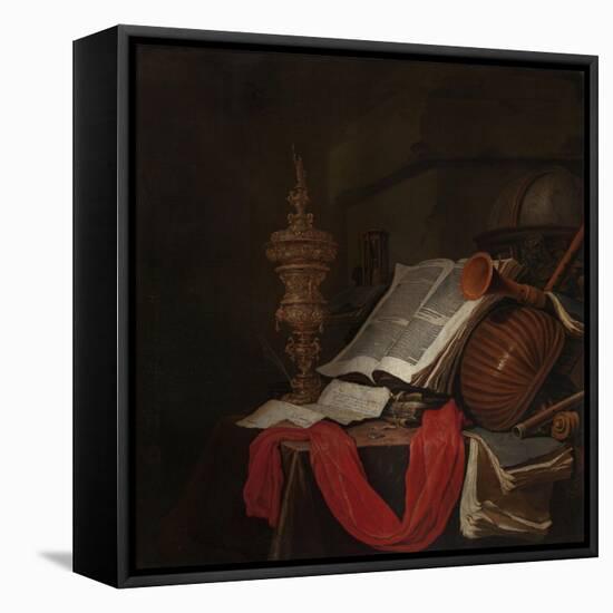 Still Life with Musical Instruments and Books-Jan Vermeulen-Framed Premier Image Canvas