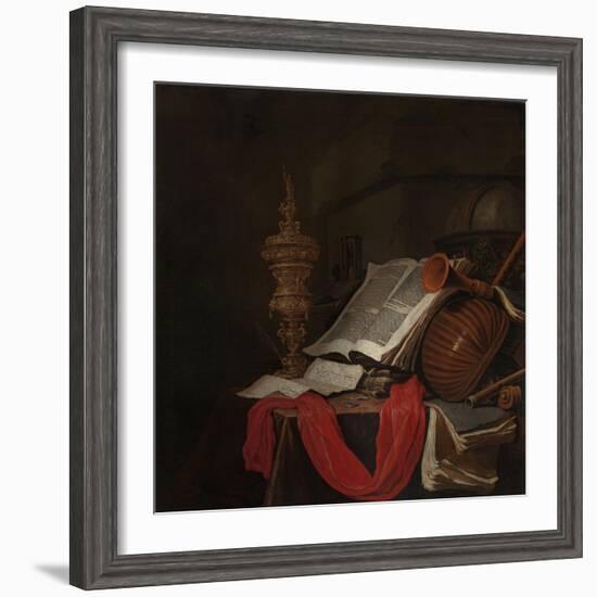 Still Life with Musical Instruments and Books-Jan Vermeulen-Framed Giclee Print