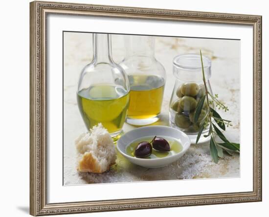 Still Life with Olives and Different Types of Olive Oil-Eising Studio - Food Photo and Video-Framed Photographic Print