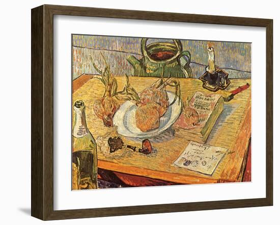 Still Life with Onions and Drawing Table, 1889-Vincent van Gogh-Framed Giclee Print