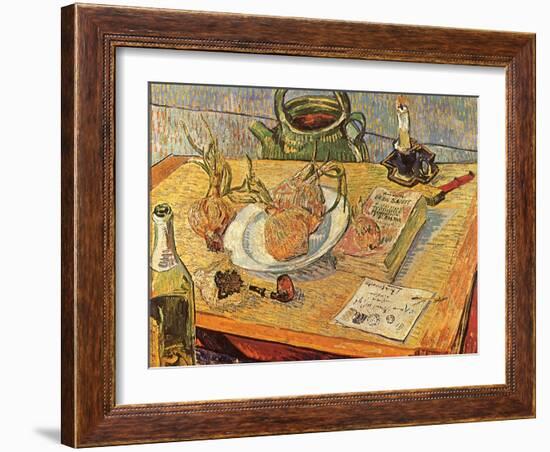 Still Life with Onions and Drawing Table, 1889-Vincent van Gogh-Framed Giclee Print