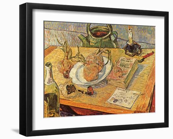 Still Life with Onions and Drawing Table, 1889-Vincent van Gogh-Framed Giclee Print