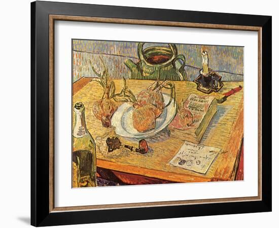 Still Life with Onions and Drawing Table, 1889-Vincent van Gogh-Framed Giclee Print