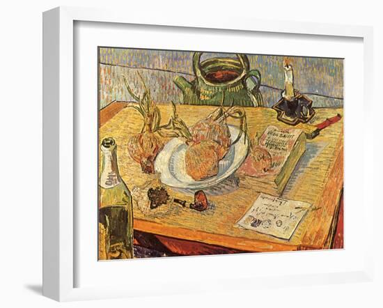 Still Life with Onions and Drawing Table, 1889-Vincent van Gogh-Framed Giclee Print