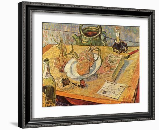 Still Life with Onions and Drawing Table, 1889-Vincent van Gogh-Framed Giclee Print