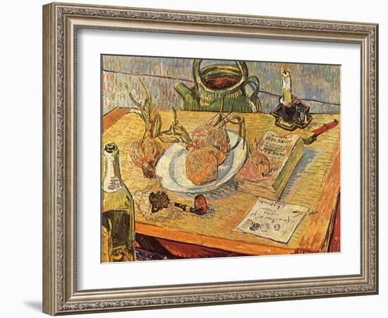 Still Life with Onions and Drawing Table, 1889-Vincent van Gogh-Framed Premium Giclee Print