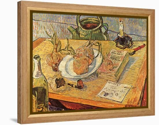 Still Life with Onions and Drawing Table, 1889-Vincent van Gogh-Framed Premier Image Canvas