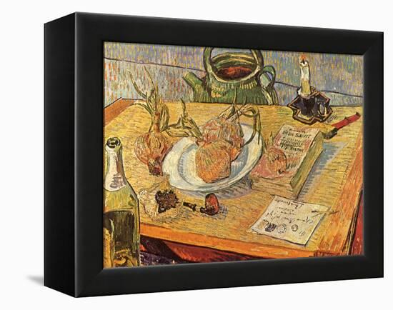 Still Life with Onions and Drawing Table, 1889-Vincent van Gogh-Framed Premier Image Canvas