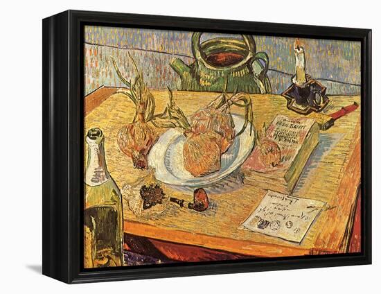 Still Life with Onions and Drawing Table, 1889-Vincent van Gogh-Framed Premier Image Canvas