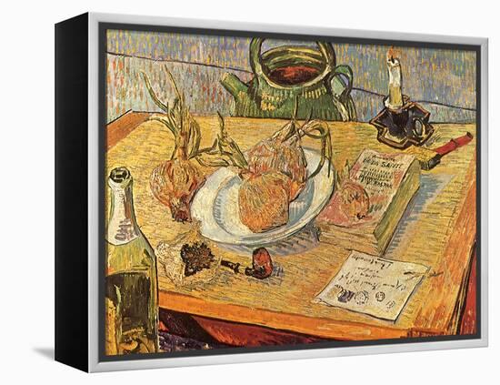 Still Life with Onions and Drawing Table, 1889-Vincent van Gogh-Framed Premier Image Canvas