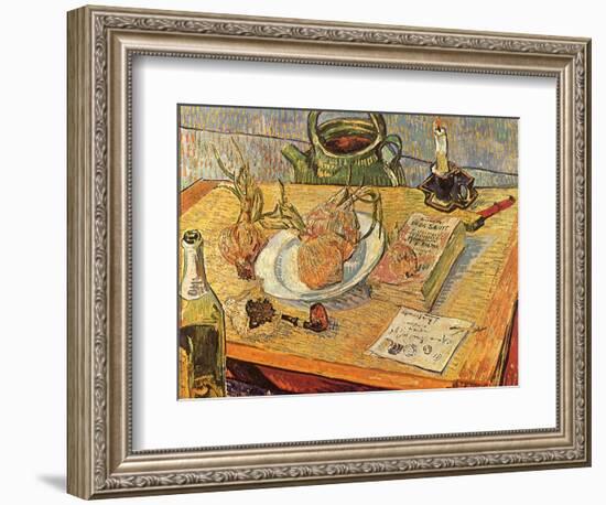 Still Life with Onions and Drawing Table, 1889-Vincent van Gogh-Framed Giclee Print