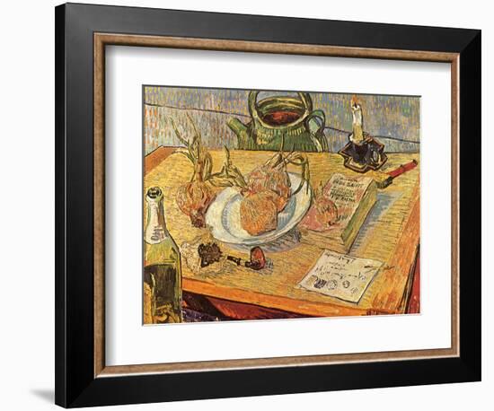 Still Life with Onions and Drawing Table, 1889-Vincent van Gogh-Framed Giclee Print