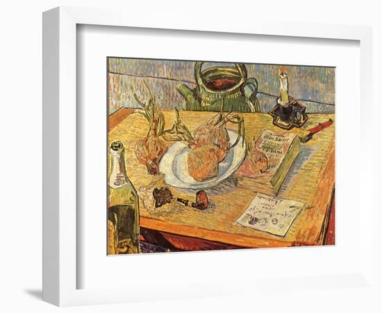 Still Life with Onions and Drawing Table, 1889-Vincent van Gogh-Framed Giclee Print