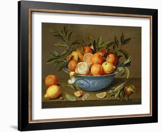 Still Life with Oranges and Lemons in a Wan-Li Porcelain Dish-Jacob Van Hulsdonck-Framed Giclee Print