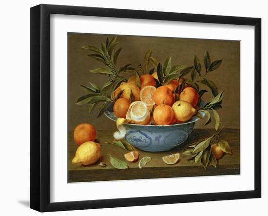 Still Life with Oranges and Lemons in a Wan-Li Porcelain Dish-Jacob Van Hulsdonck-Framed Giclee Print