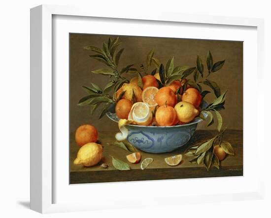 Still Life with Oranges and Lemons in a Wan-Li Porcelain Dish-Jacob Van Hulsdonck-Framed Giclee Print