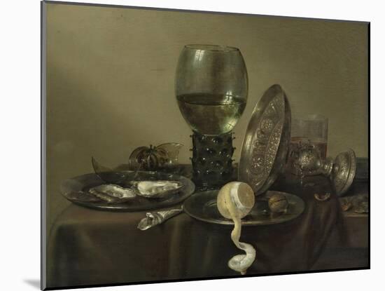 Still Life with Oysters, a Rummer, a Lemon and a Silver Bowl, 1634-Willem Claesz Heda-Mounted Giclee Print