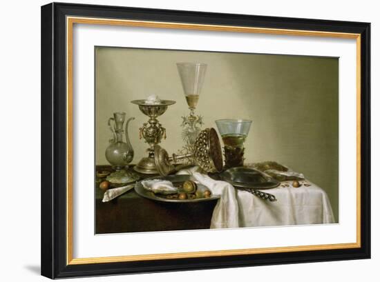 Still Life with Oysters and Nuts, 1637 (Oil on Panel)-Willem Claesz. Heda-Framed Giclee Print