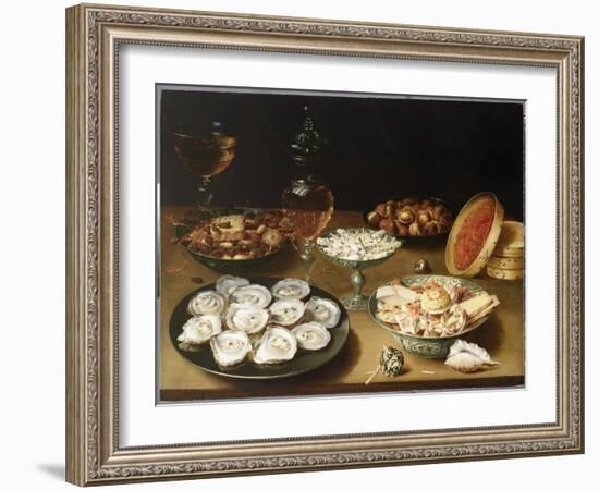 Still Life with Oysters, Sweetmeats and Roasted Chestnuts-Osias The Elder Beert-Framed Giclee Print