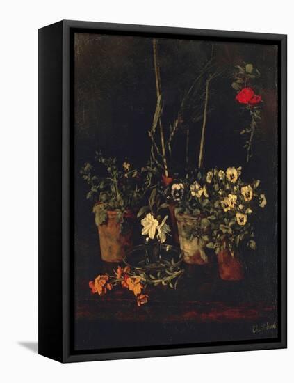 Still Life with Pansies-Carl Schuch-Framed Premier Image Canvas