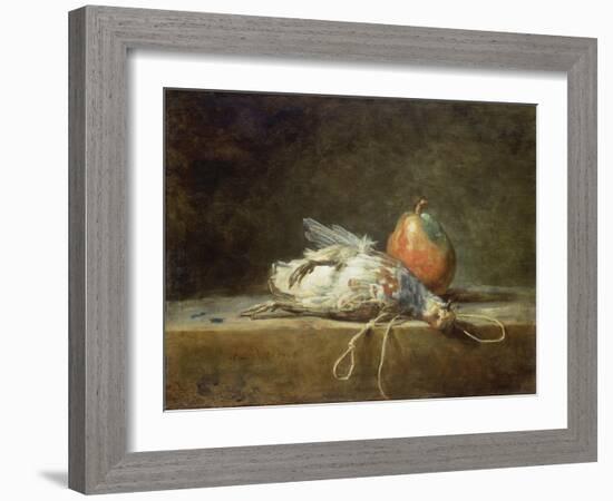 Still Life with Partridge and Pear, 1748-Jean-Baptiste Simeon Chardin-Framed Giclee Print