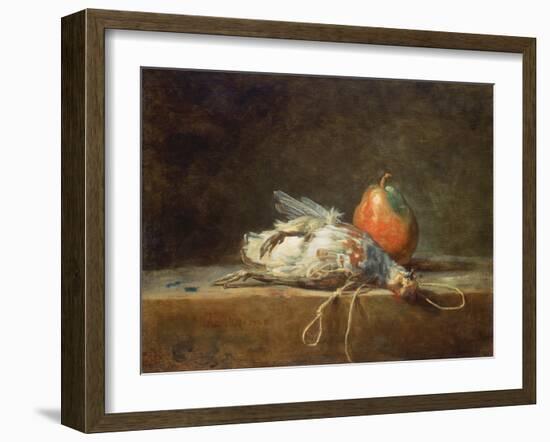 Still Life with Partridge and Pear, 1748-Jean-Baptiste Simeon Chardin-Framed Giclee Print