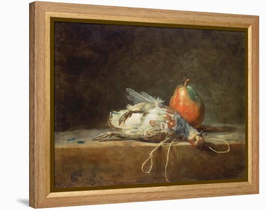 Still Life with Partridge and Pear, 1748-Jean-Baptiste Simeon Chardin-Framed Premier Image Canvas