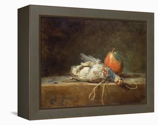 Still Life with Partridge and Pear, 1748-Jean-Baptiste Simeon Chardin-Framed Premier Image Canvas