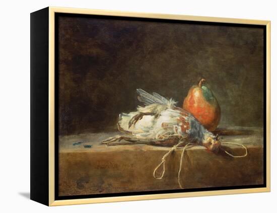 Still Life with Partridge and Pear, 1748-Jean-Baptiste Simeon Chardin-Framed Premier Image Canvas