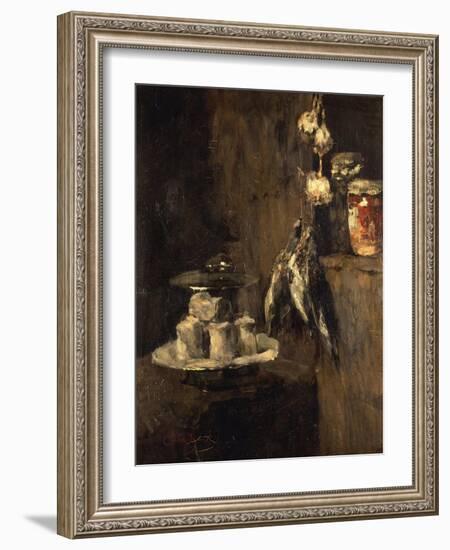 Still Life with Partridges and Cheese, after 1884-Carl Schuch-Framed Giclee Print