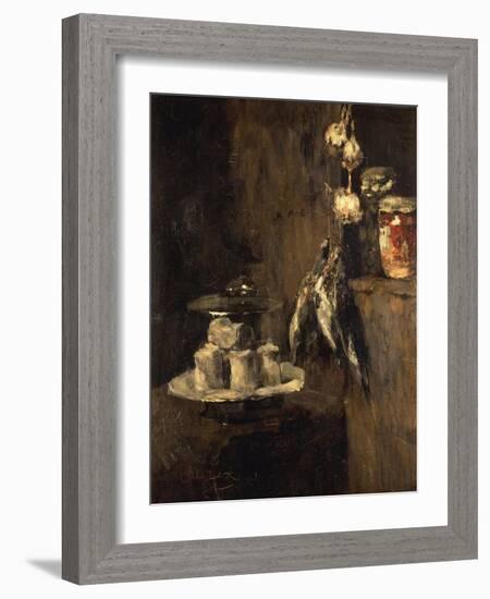 Still Life with Partridges and Cheese, after 1884-Carl Schuch-Framed Giclee Print