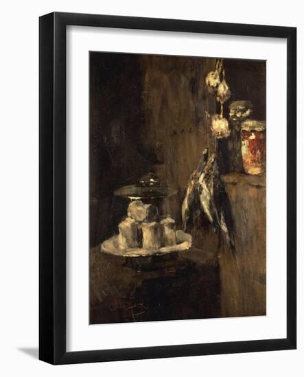 Still Life with Partridges and Cheese, after 1884-Carl Schuch-Framed Giclee Print