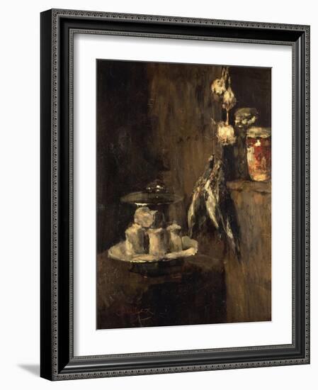 Still Life with Partridges and Cheese, after 1884-Carl Schuch-Framed Giclee Print