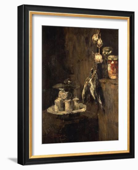 Still Life with Partridges and Cheese, after 1884-Carl Schuch-Framed Giclee Print