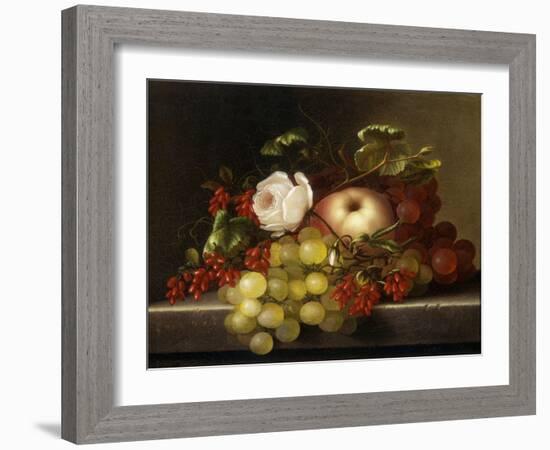 Still Life with Peach, Grapes and Rosehips, 1865-Adelheid Dietrich-Framed Giclee Print