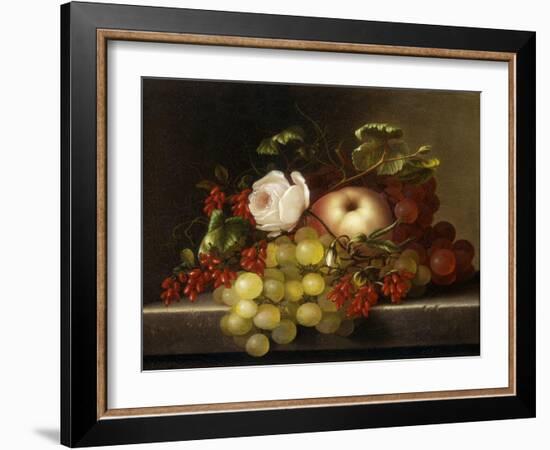 Still Life with Peach, Grapes and Rosehips, 1865-Adelheid Dietrich-Framed Giclee Print