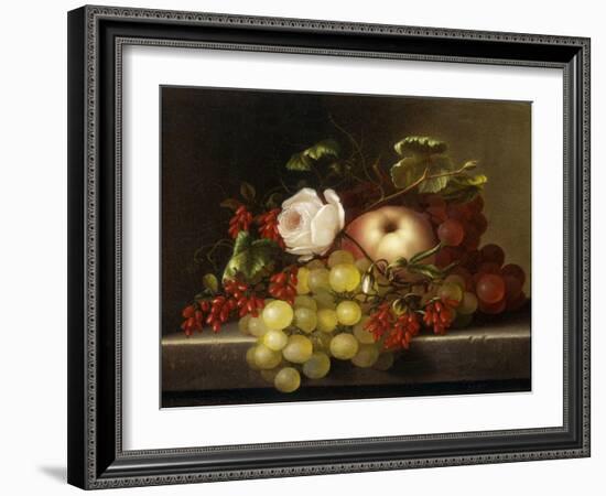 Still Life with Peach, Grapes and Rosehips, 1865-Adelheid Dietrich-Framed Giclee Print