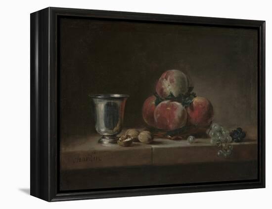 Still Life with Peaches, a Silver Goblet, Grapes, and Walnuts, c.1759-60-Jean-Baptiste Simeon Chardin-Framed Premier Image Canvas